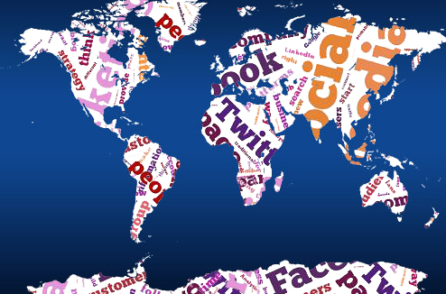 continents word-cloud colorful map